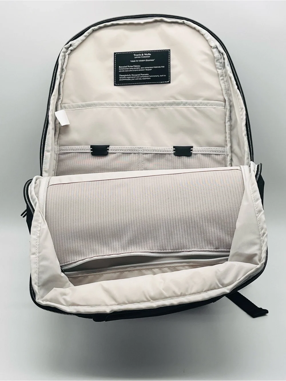 Travis & Wills Lennox Laptop 15" Black Travel Backpack Vegan Trolley Strap - Picture 8 of 11